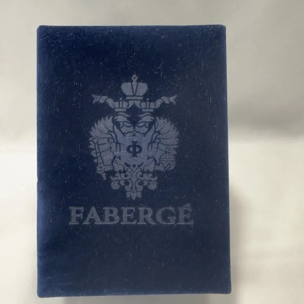 Faberge Blue Velvet  Presentation Box White Satin Lining Gold Brass Hinges